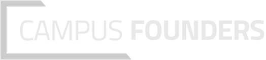 Logo mit Text Campus Founders in weiß auf schwarzem Hintergrund.