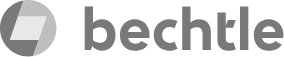 Logo des Unternehmens Bechtle mit stilisiertem, grauem Emblem und Schriftzug.